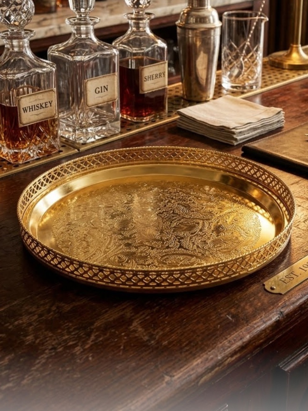 MAYELL Ornate Gold Round Serving Tray or Decor piece
Made ENGLAND